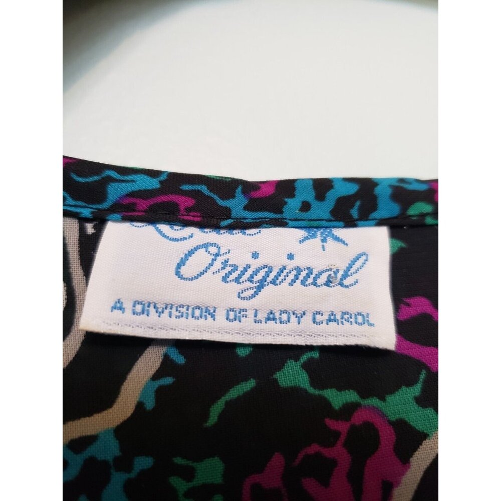 VTG Lorac Original Lady Carol Womens Midi Dress Floral Semi Sheer Ruffle V Neck - Picture 5 of 5
